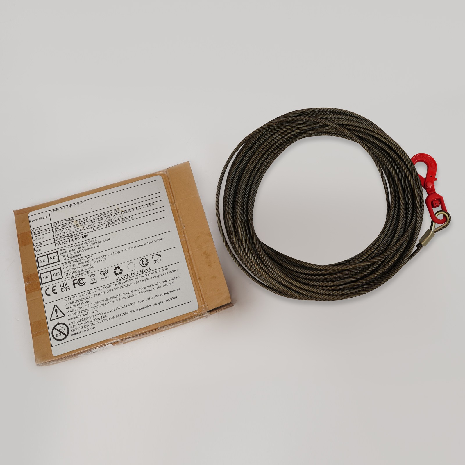 Wire Rope Winch Cable,Carbon Steel 3/8″x150ft Winch Cable with Self Locking Hook