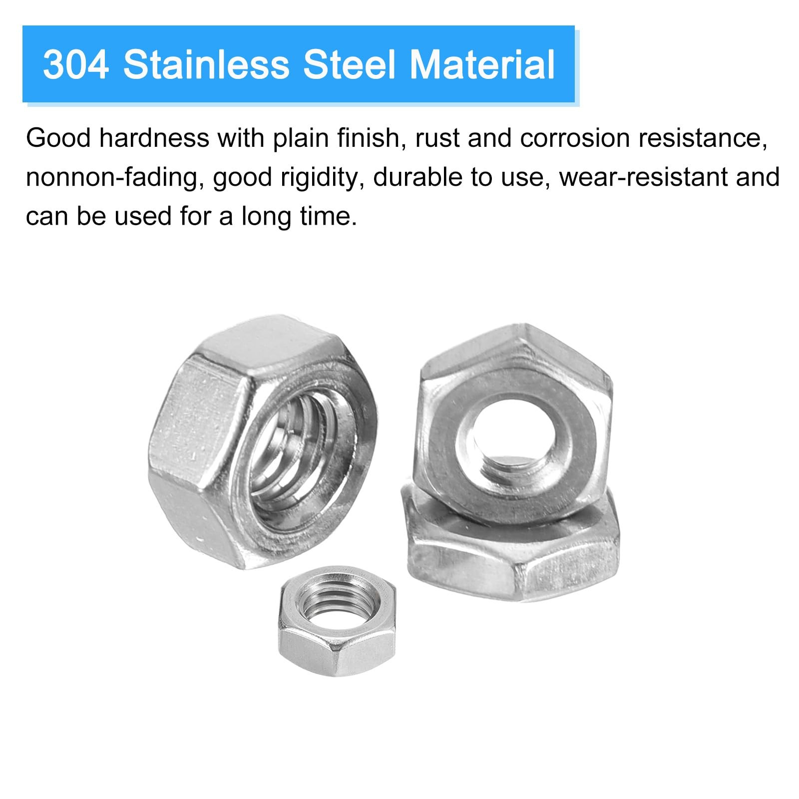 METALLIXITY Hex Nuts M12x1.25mm 10Pcs, 304 Stainless Steel Metric Fine Thread…