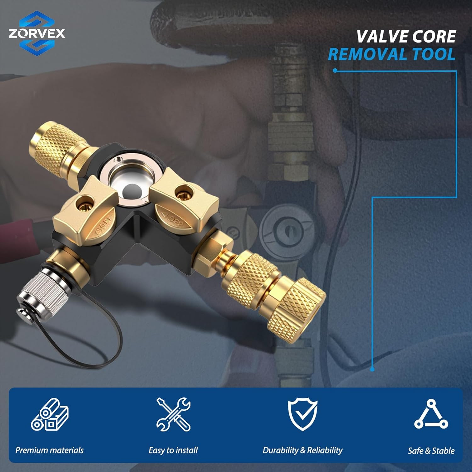 VC2G 1/4″ Valve Core Removal Tool Dual Valve with Sight Glass – Vacuum-Rated 20