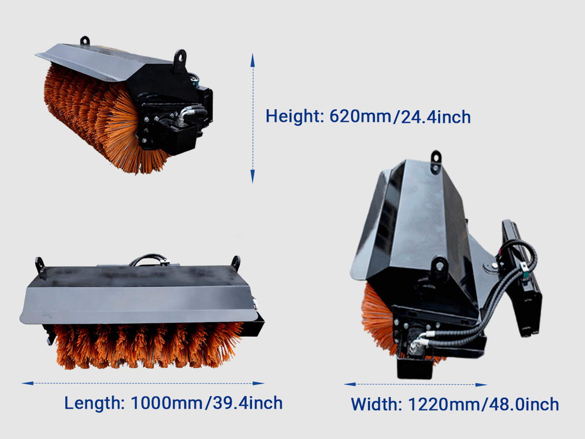 39in Hydraulic 30° Angle Broom Sweeper Attachment For Mini Skid Steer Loader