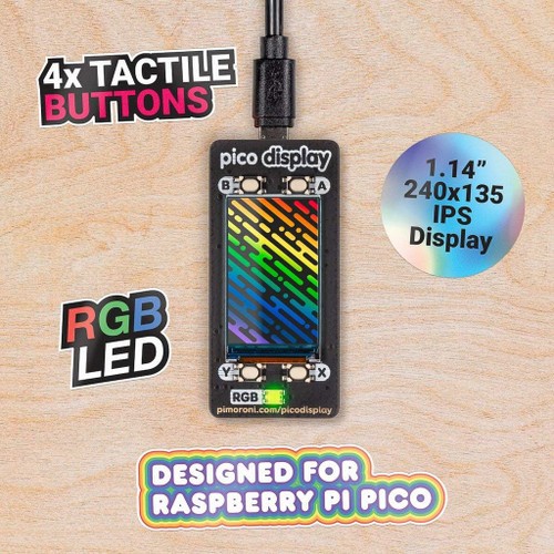 Pimoroni Pico Display Pack 1.14″ IPS LCD screen for your Raspberry Pi Pic PIM543