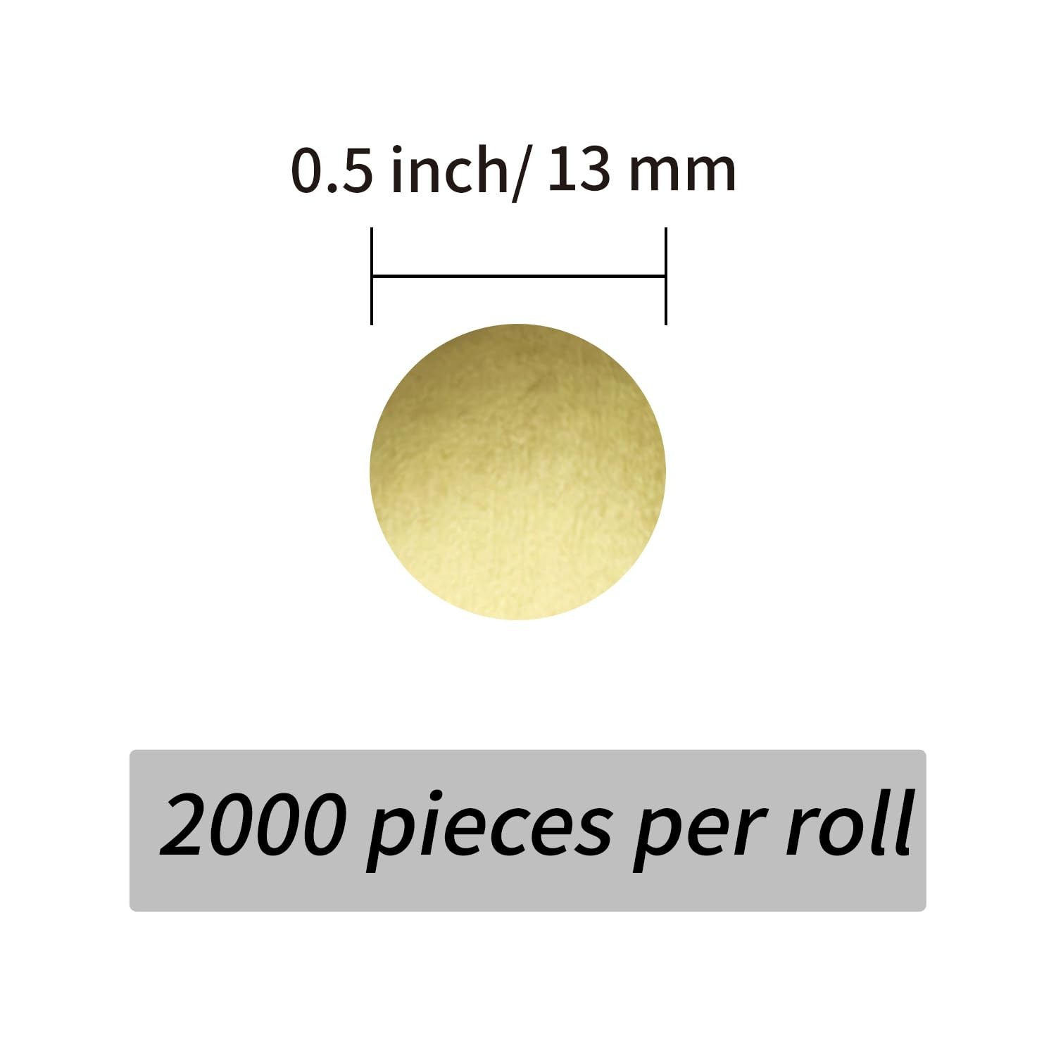 Yeachlaing 2000 Pieces 0.5 Inch Round Color Coding 0.5inch, Gold