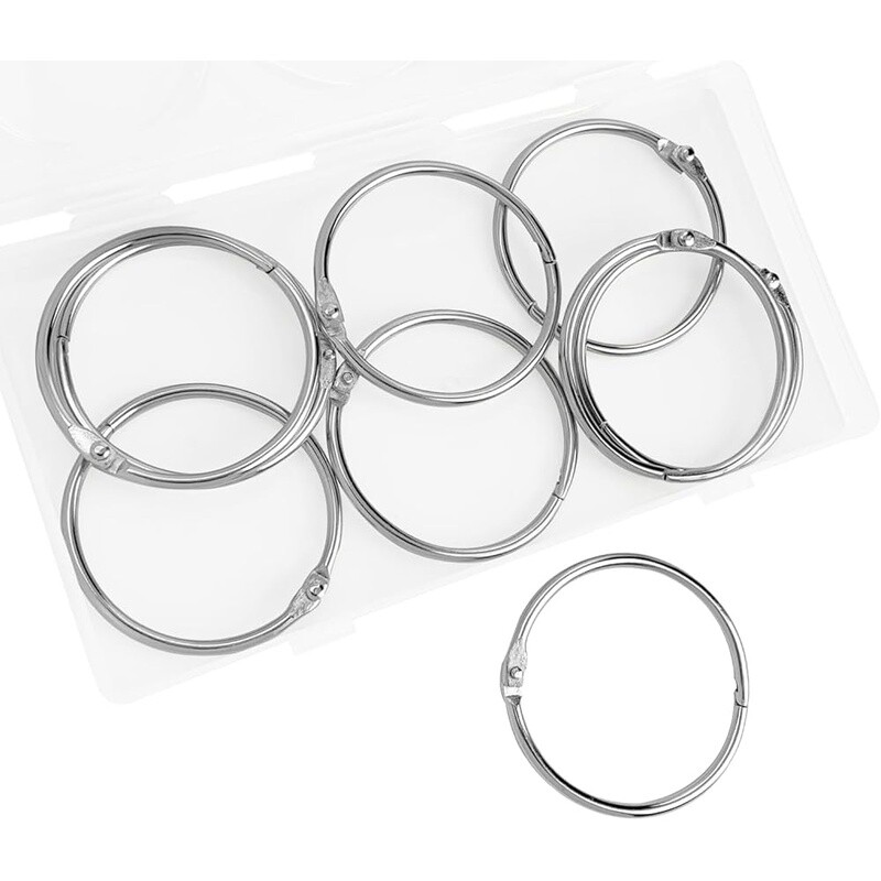 Loose Leaf Binder Rings 2 Inch Nickel Plated Steel Keychain 9 Pack Metal Rings