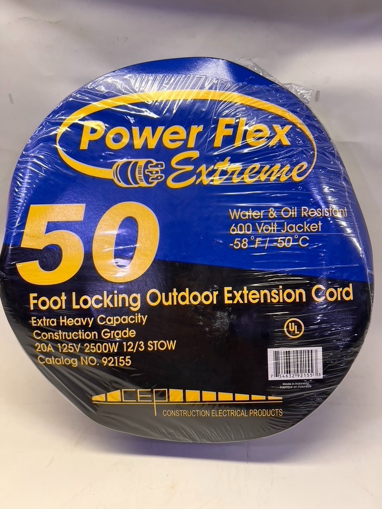 CEP 50 Foot Locking Outdoor Extra Heavy Capacity 20A 125V 2500W 12/3 STOW QTY 1