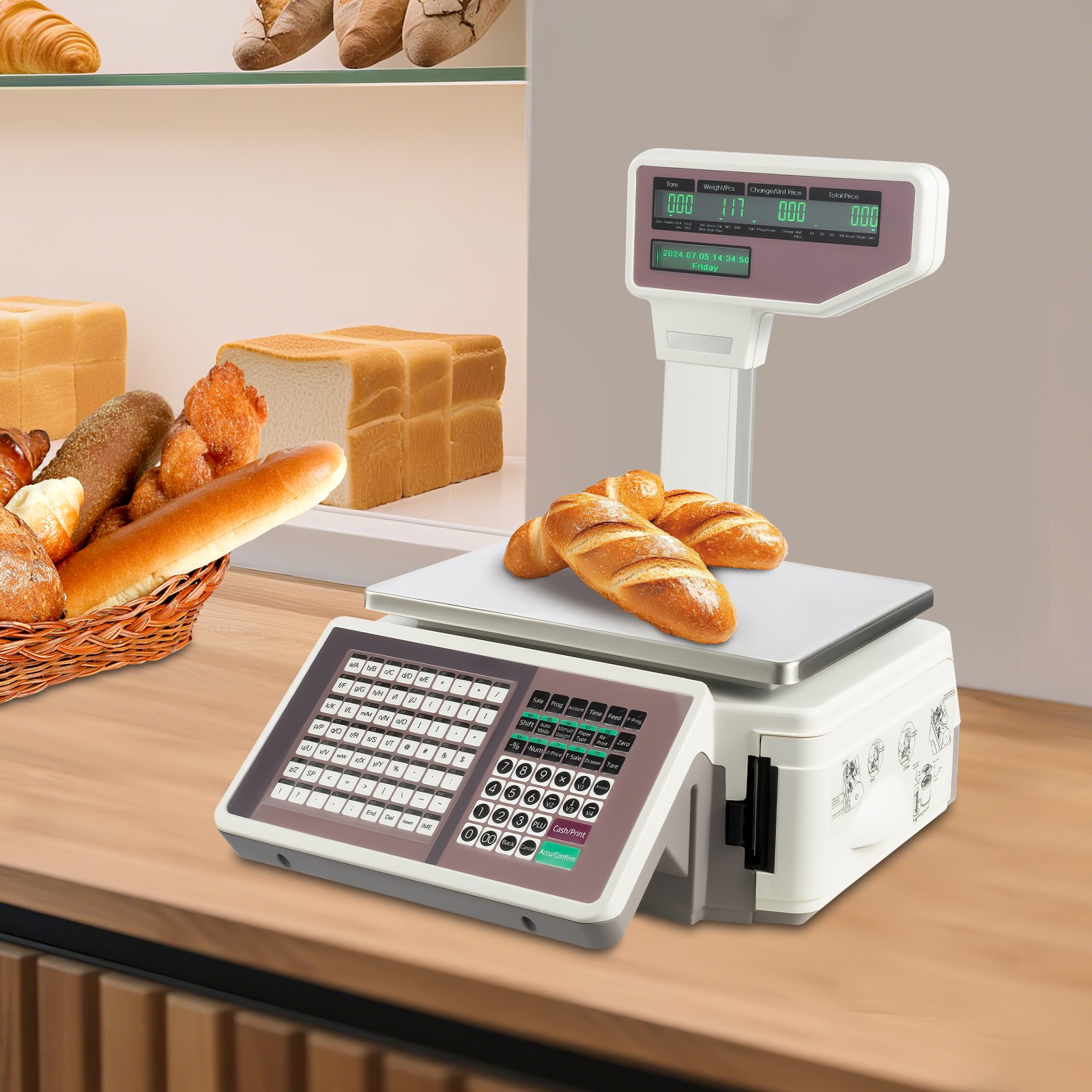 Commercial Digital Price Computing Scale with Thermal Label Printer Supermarket
