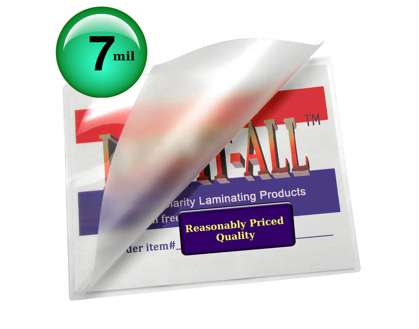 500/pack LAM-IT-ALL 7 Mil 2-1/8 x 3-3/8 Hot Laminating Pouches Credit Card size