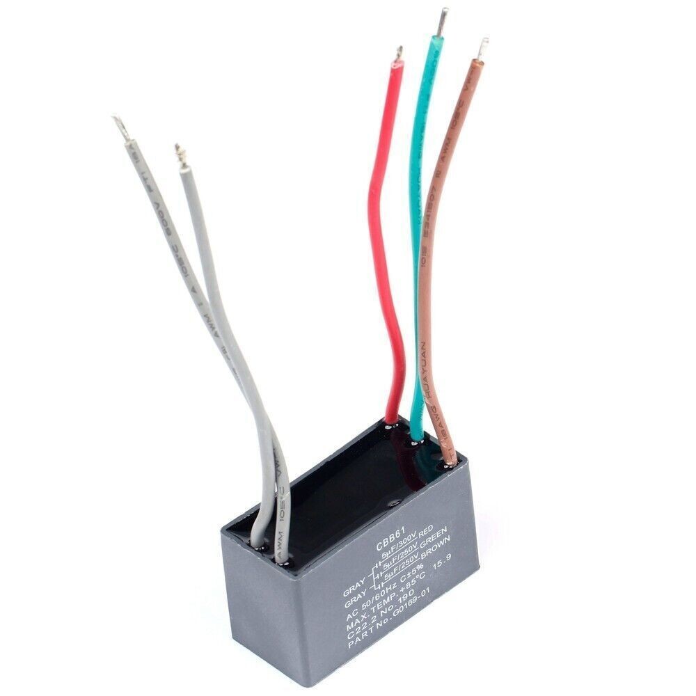 Ceiling Fan Capacitor 5 Wire CBB61 5+5+5uf 250V-300V AC 50/60 Hz Power Relay NEW