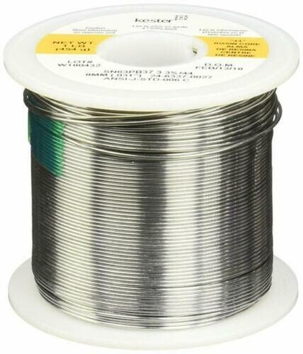 Kester 24-6337-0027 Solder Wire, Rosin Core, Leaded, Sn63Pb37, 3.3%, 0.031″ Dia.