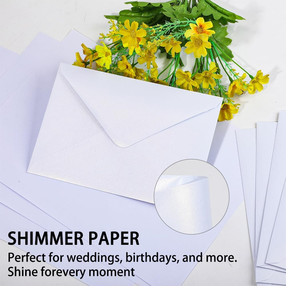A7 Self-Sealing White Envelopes 50 Pcs – 5X7 Inches (5.31×7.67In) Premium 120G P