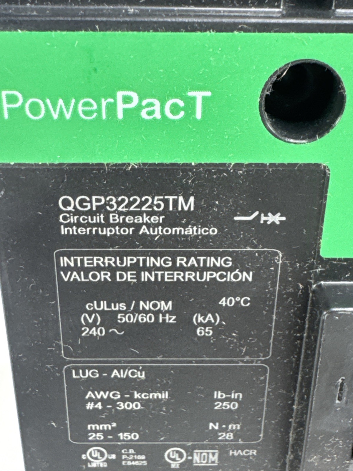 Square D QDP32225TM Circuit Breaker 225A 3-Pole 240V 25kA Bolt-On