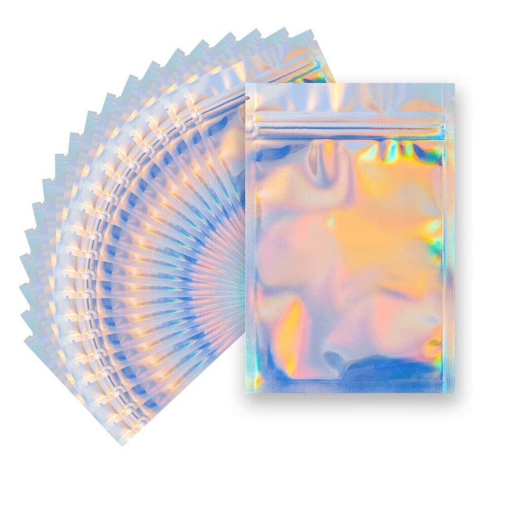 100-400 Pcs Smell Proof Mylar Holographic Bags Packaging Bags, Clear Resealable