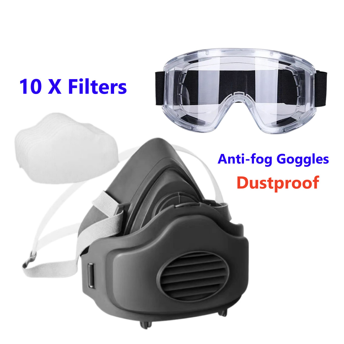 Premium Dust Respirator Mask with 10 Replaceable Filters for Industrial Protect