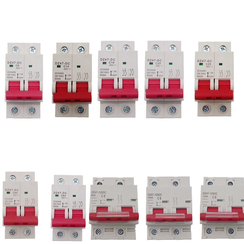 6-125Amp 1P 2Pole Miniature Mini Circuit Breaker DC MCB Din Rail Air Switch 220V