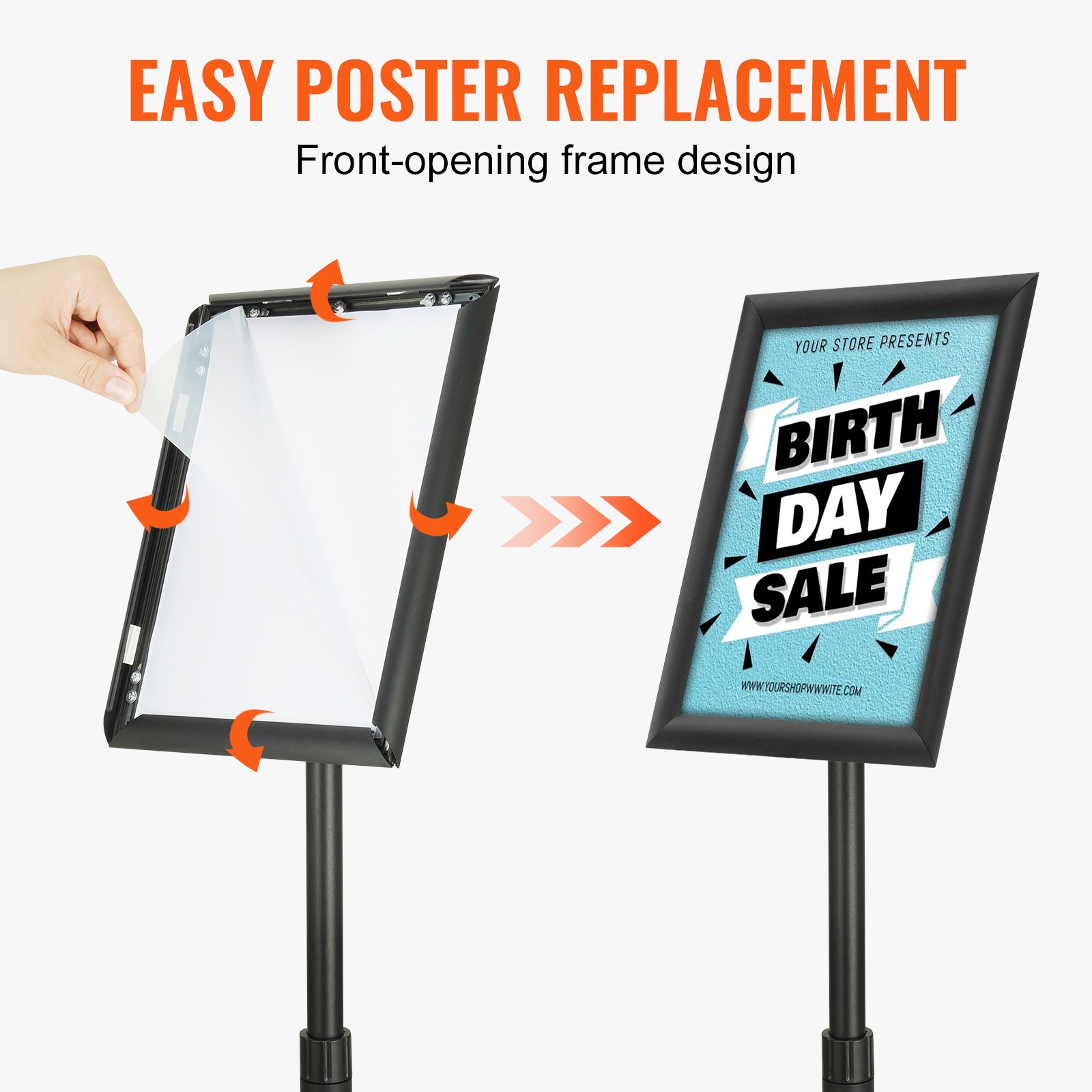 Uimoso Adjustable Pedestal Poster Stand with 8.5 x 11 In Display and Round Base