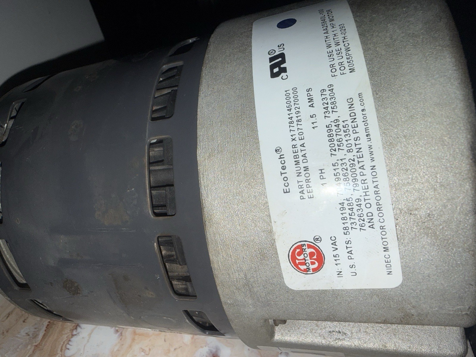 US Motors M055PWCTH-0293 ECM Blower Motor Goodman 0131M00177 1200 RPM 1HP