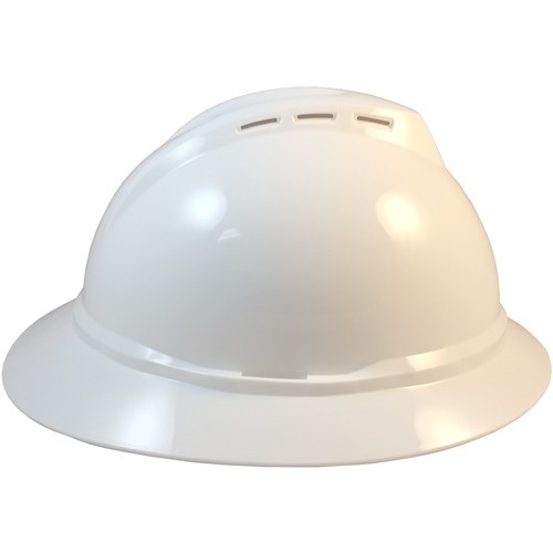 MSA Advance Full Brim Vented Hard hat with 4 pt Ratchet Suspension – White