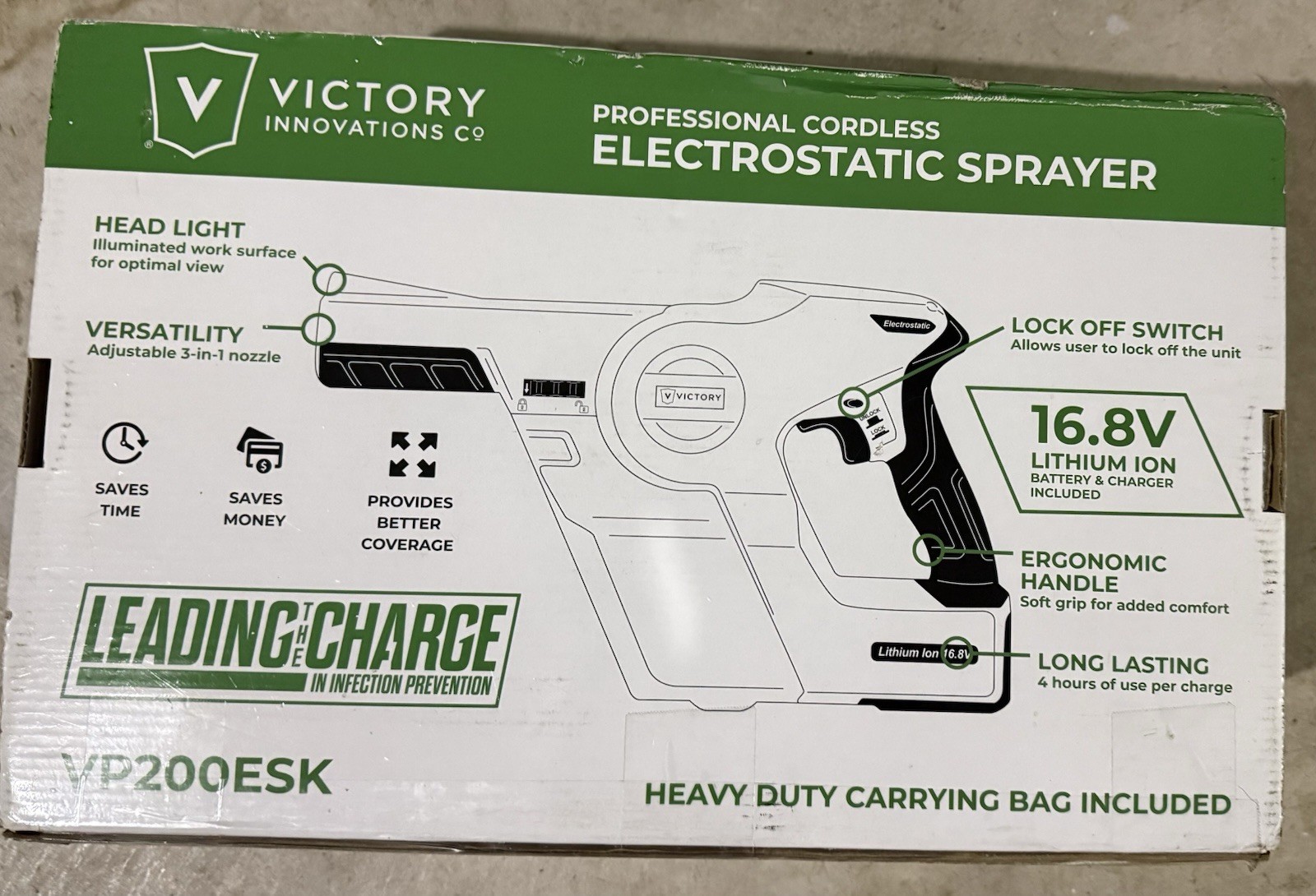 Victory Innovations VP200ESK Cordless Electrostatic Sprayer 360° Handheld NIB
