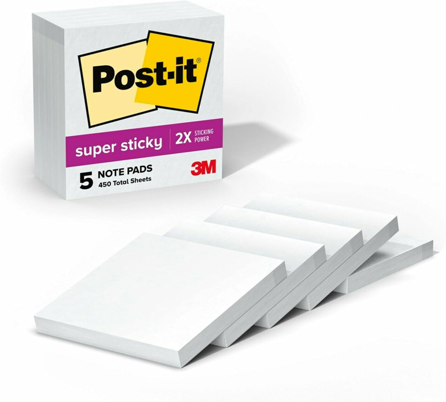 Post-it Super Sticky Notes, 5 Sticky Note Pads, 3 x 3 in., School Supplies, O…