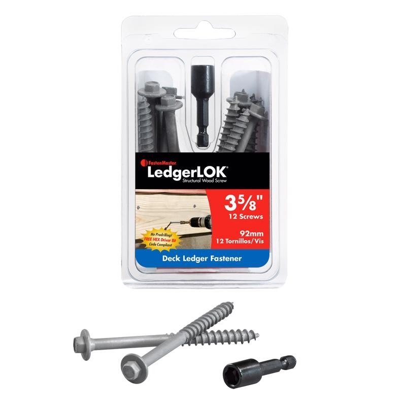 FastenMaster FMLL358-12 LedgerLOK Gray Hex Drive Fastener 3-5/8 in.