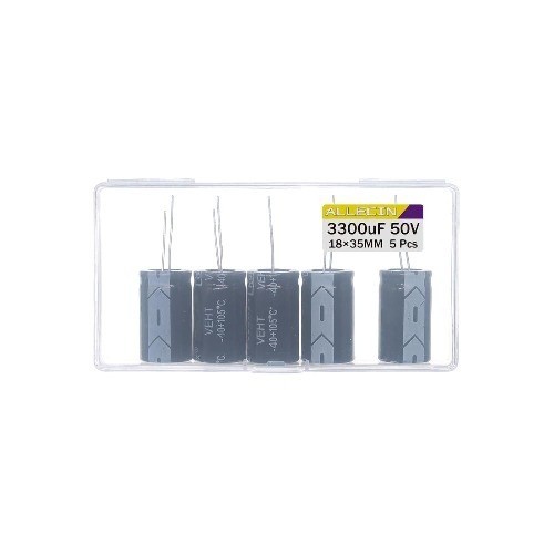 3300uF 50V Electrolytic Capacitor 3300 MFD 50 Volt 18x35mm 0.71×1.38in (5 Pack)