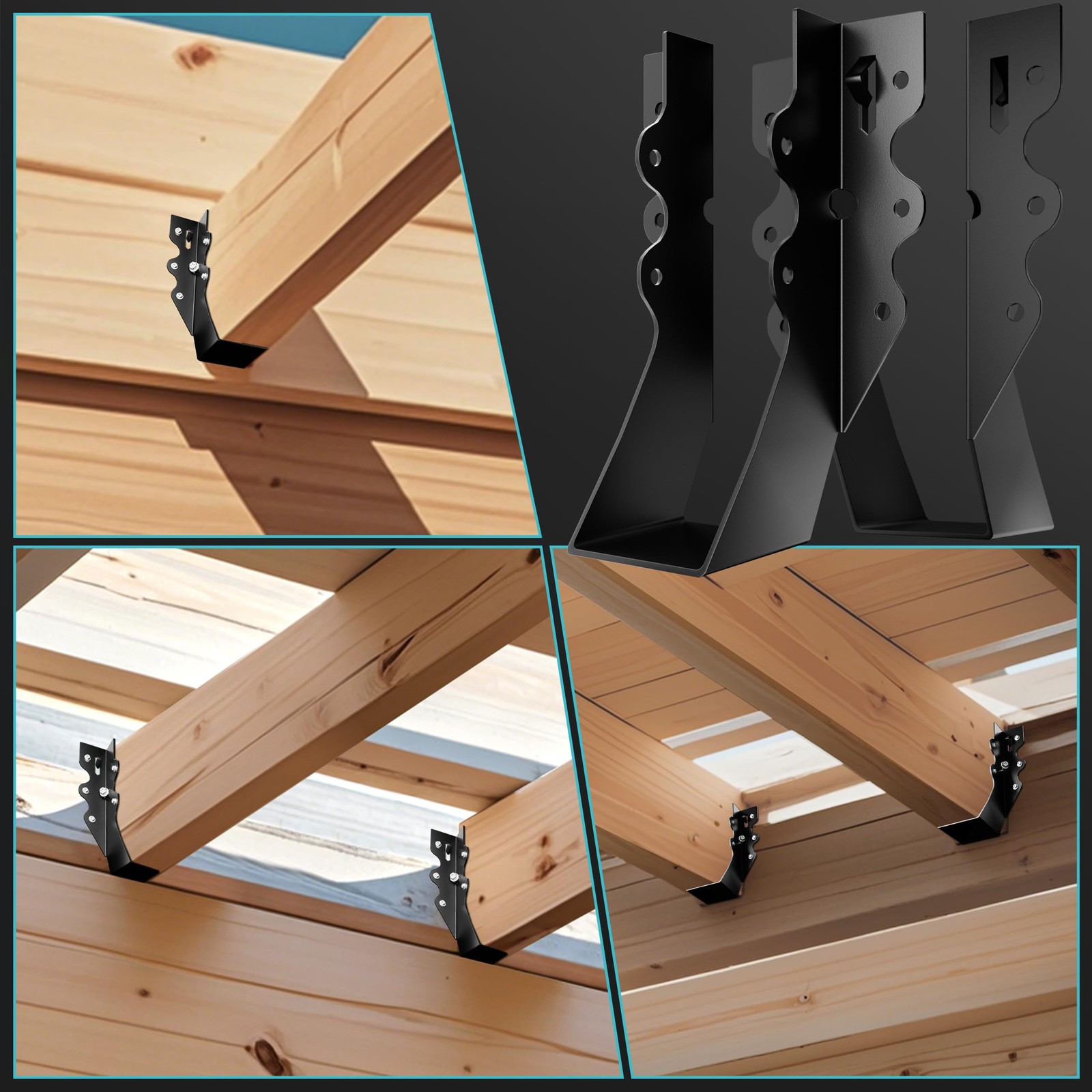 25 Pcs Black 2×6 Joist Hangers for Wood, Rafter Brackets, face Mount 2×6 Joist H