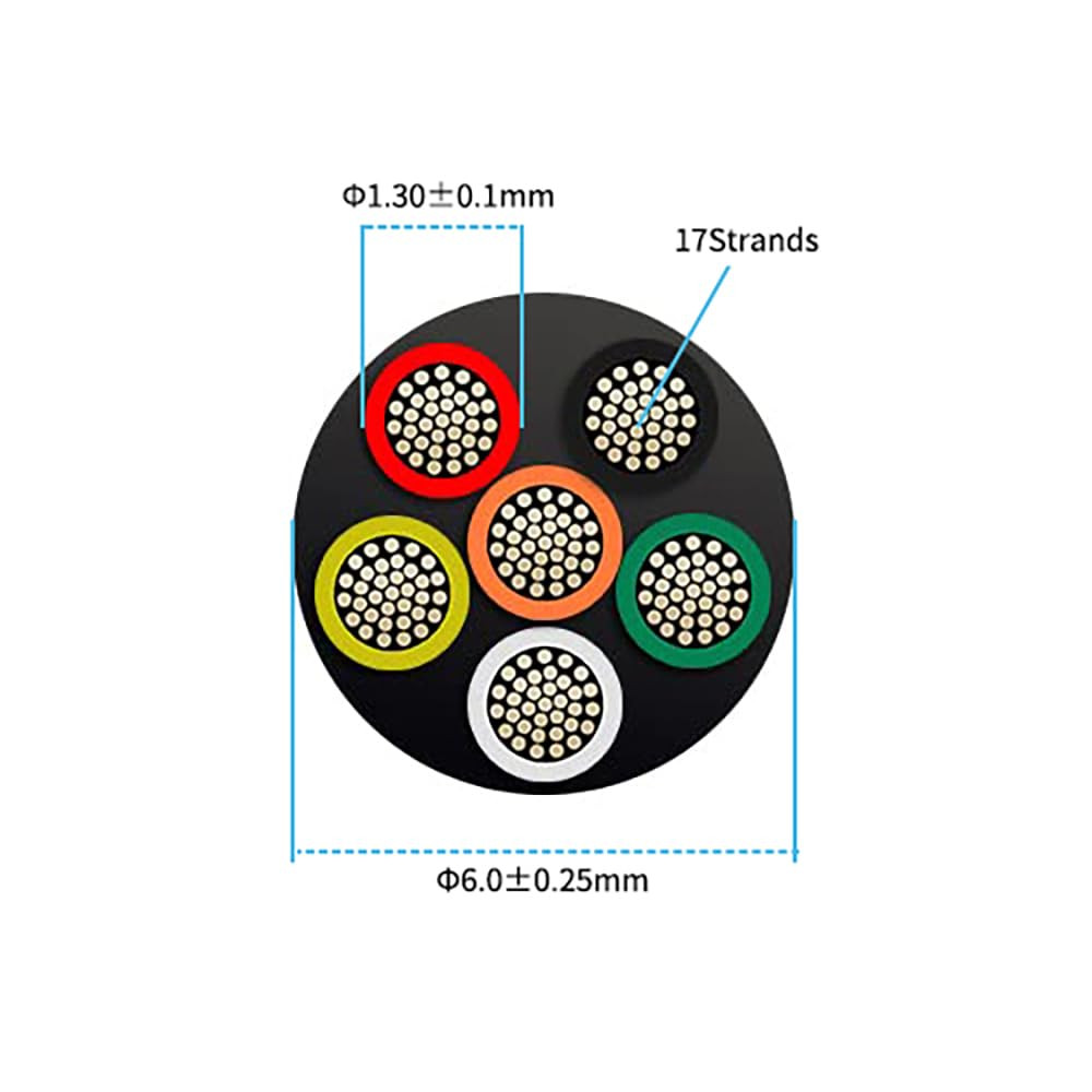 22 Gauge 6 Conductor Electrical Wire 100FT, UL 2464 22 AWG 6 Wire Cable Tinned C