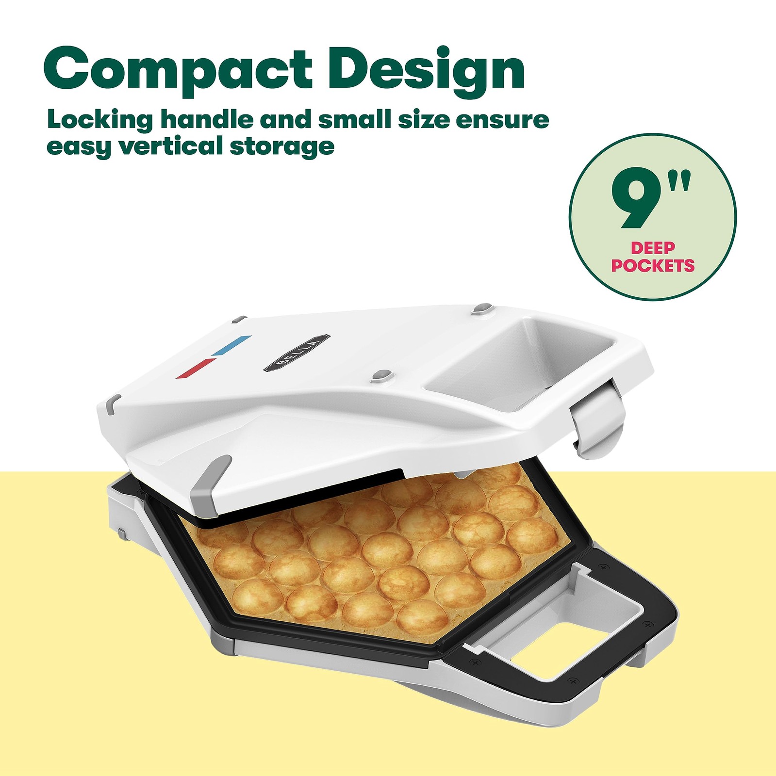 Bella Bubble Waffle Maker For Hong Kong Style Breakfast Dessert 9 Waffles Keto