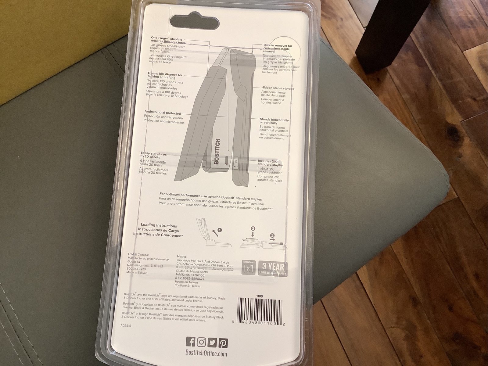 NEW BOX OF 5! Bostitch Stapler Inspire One Finger Stapling 20 Sheets Desktop