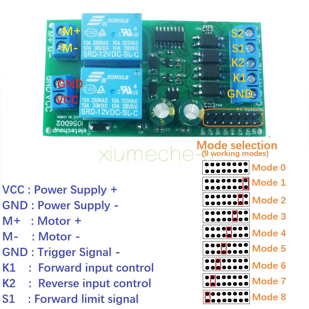 DC 12V Motor Controller Relay Board Forward Reverse Control Limit Start Stop