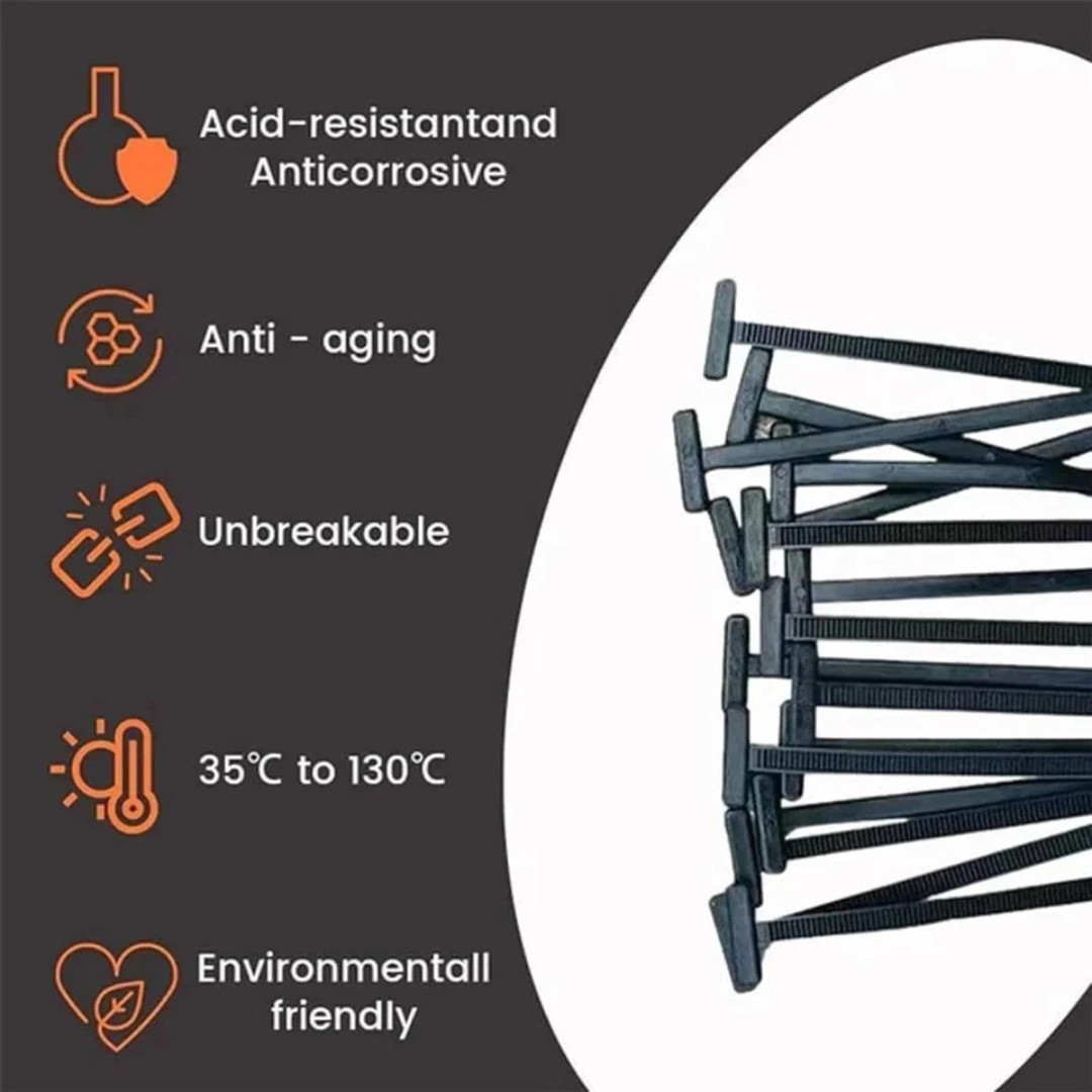 100 PCS Nylon Universal Cable Tie Buckle+Heavy Duty Self-Locking Zip Ties Holder