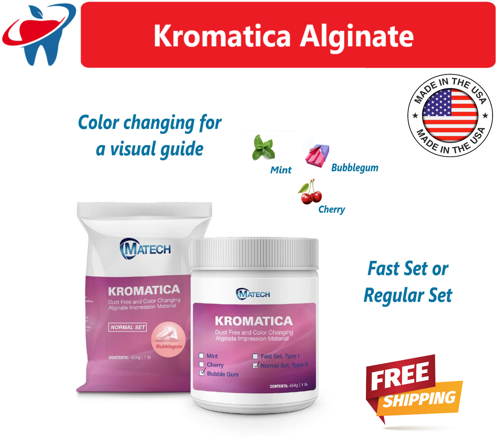 Kromatica Dust Free Alginate 1 Lb Regular Set or Fast Set Impression Alginate US