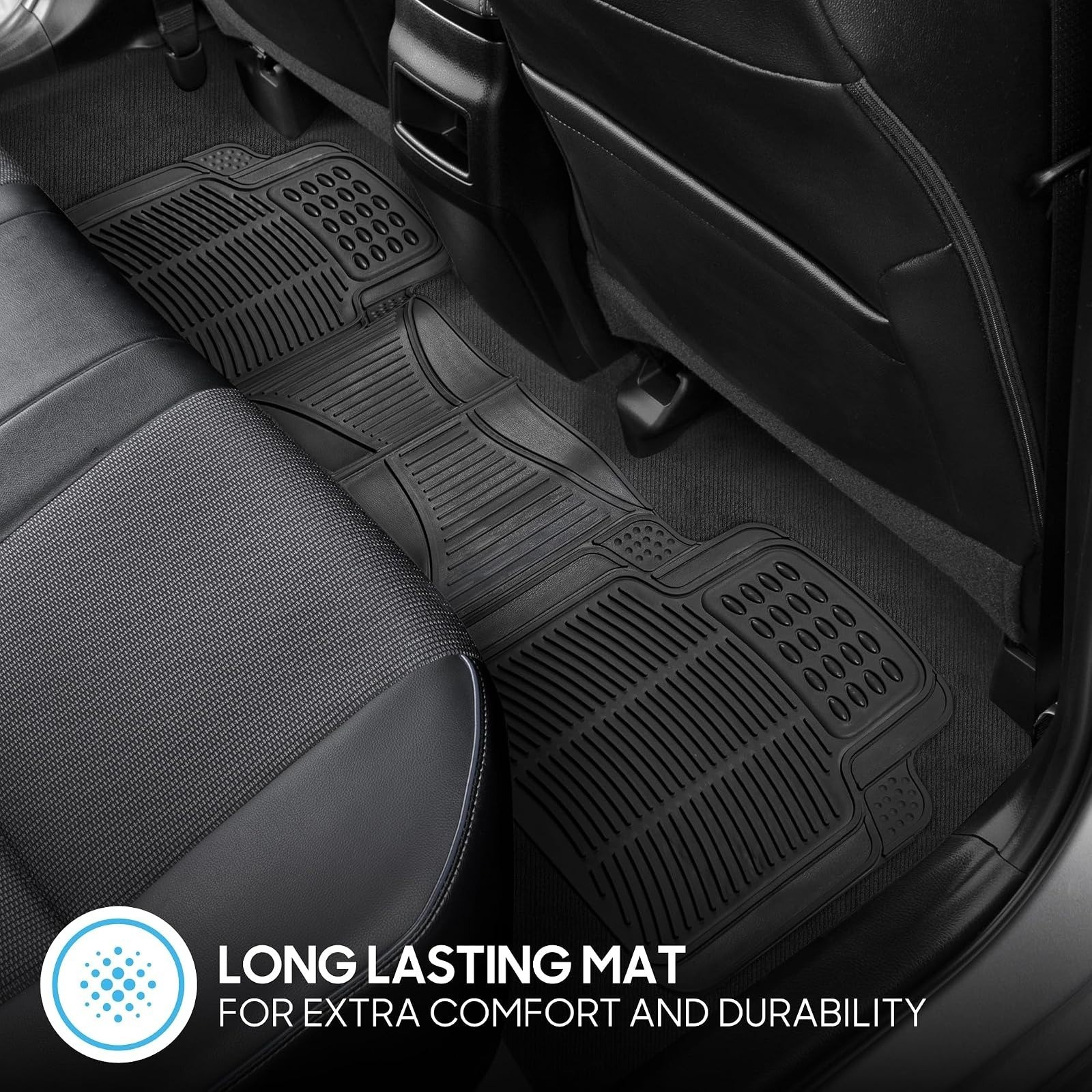 BDK ProLiner Car Floor Mats – Heavy Duty Rubber, Universal Fit, Black