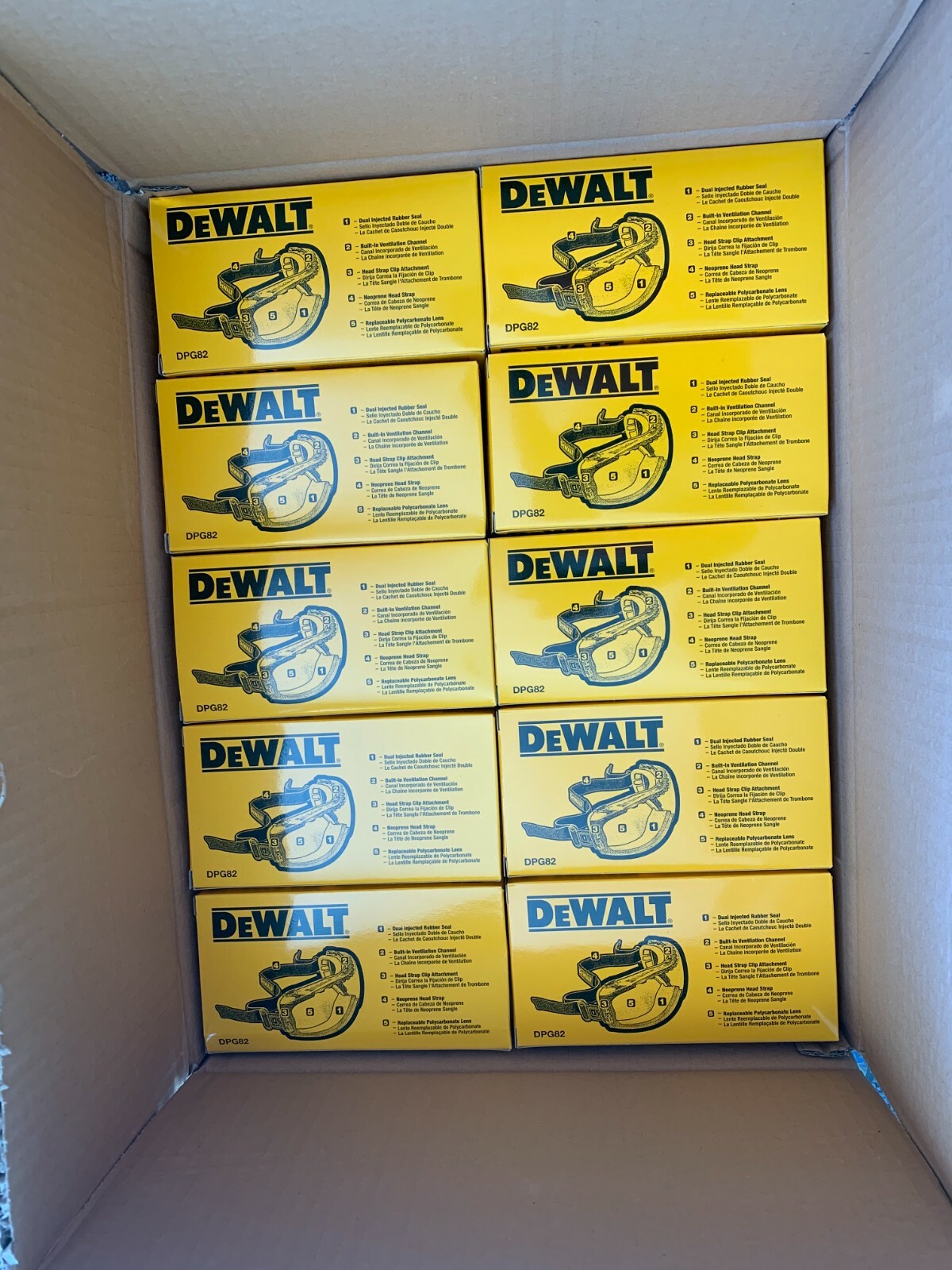 BULK 50 pc / Dewalt DPG82-11 Concealer Clear Anti-Fog Dual Mold Safety Goggle