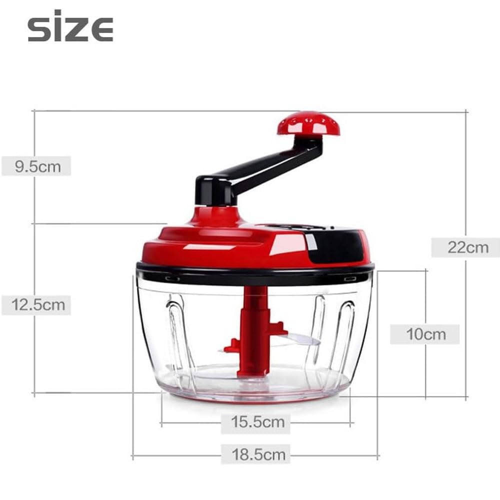 Multi-Functional Manual Food Processor,8 Cup Hand-powered Crank S, Red