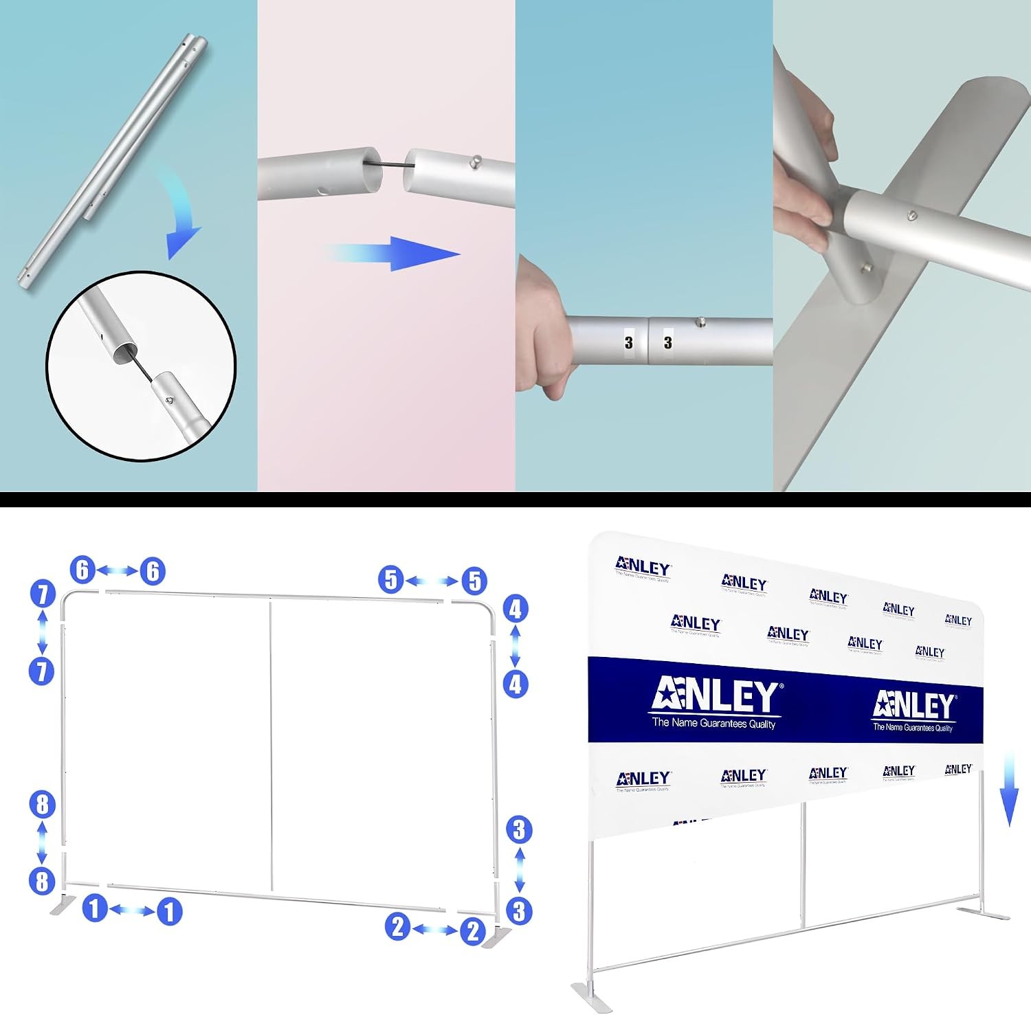 Anley 7.5×10 FT Backdrop Stand – Reinforced Aluminum Alloy Background Support