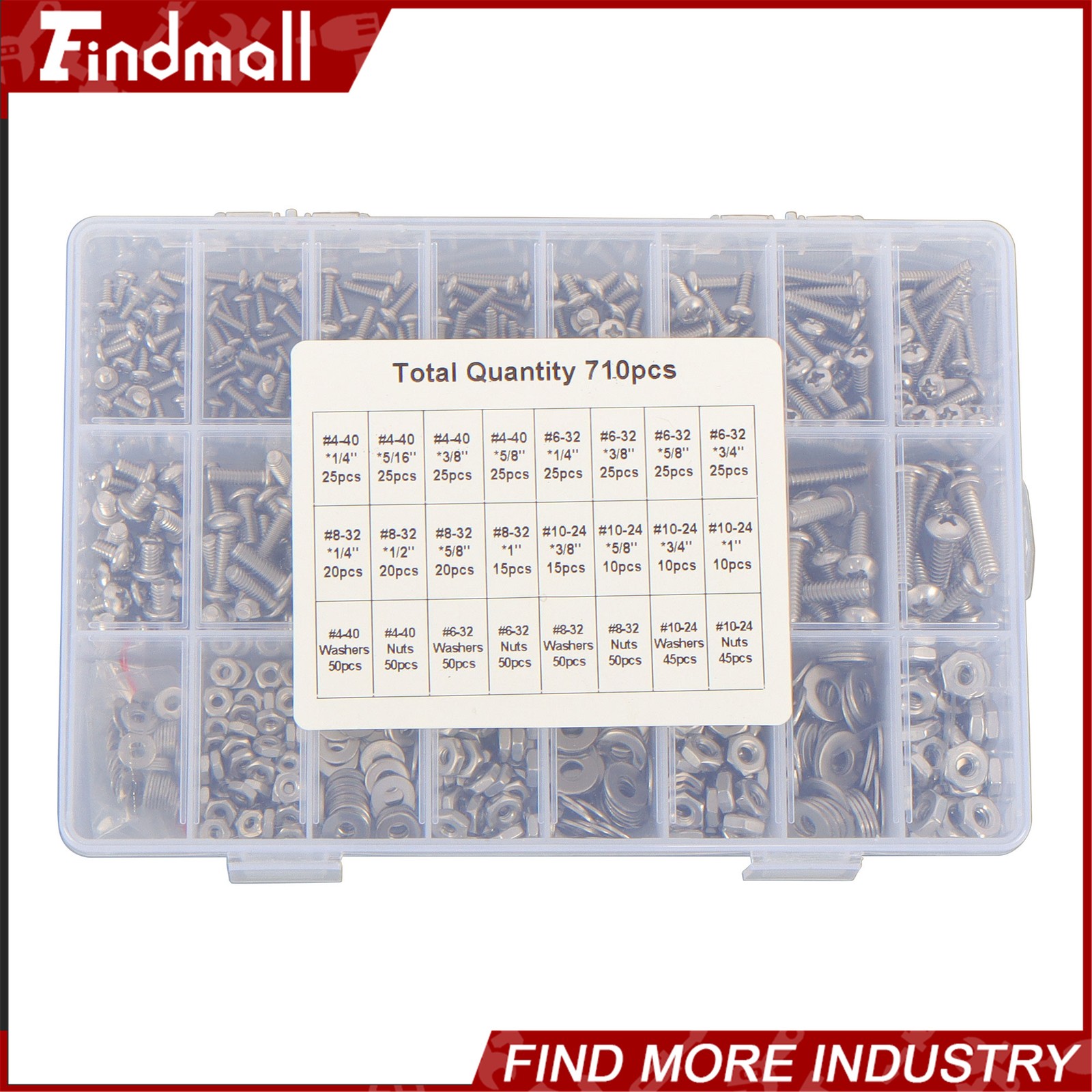 710Pcs Machine Screw Assortment Assorted Nuts Bolts and Flat Washers Kit