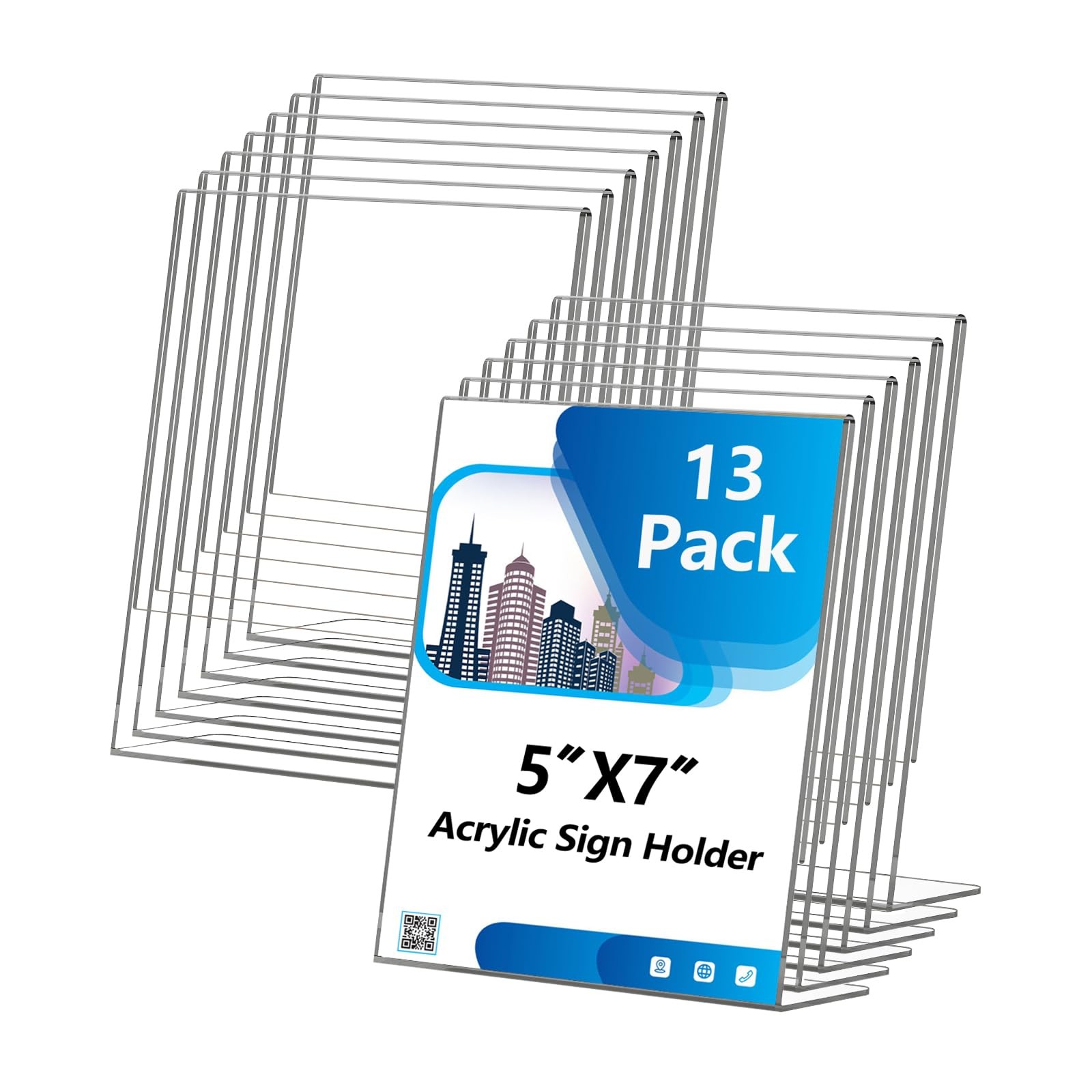 Acrylic Sign Holder 5×7 Inches, 13 Pack Clear Plastic Table Flyer Display Sta…