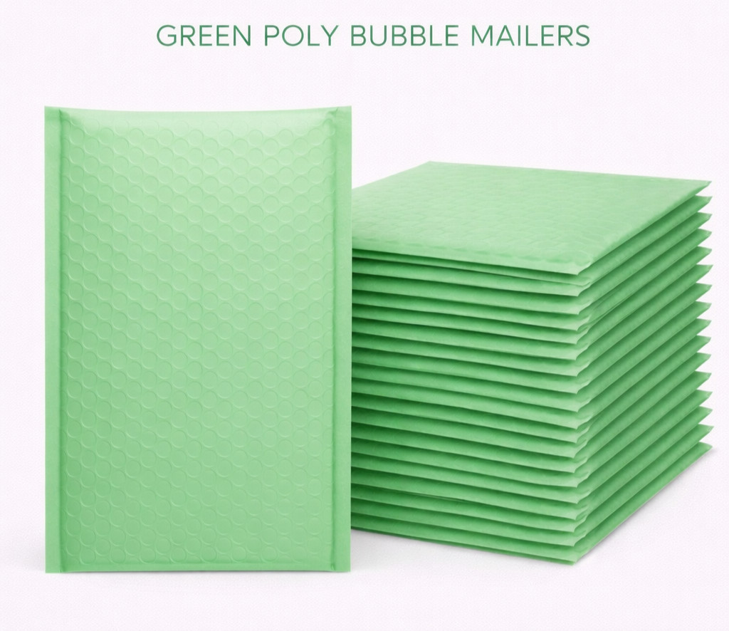 1000 Bulk Green Ash Poly Bubble Mailers #000 4×8 Water Resistant Padded Envelope
