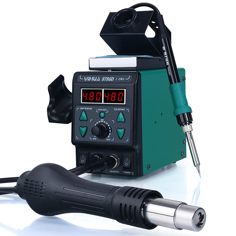 YIHUA 8786D-I Desoldering Gun Solder Iron Kit Hot Air Rework Soldering Station