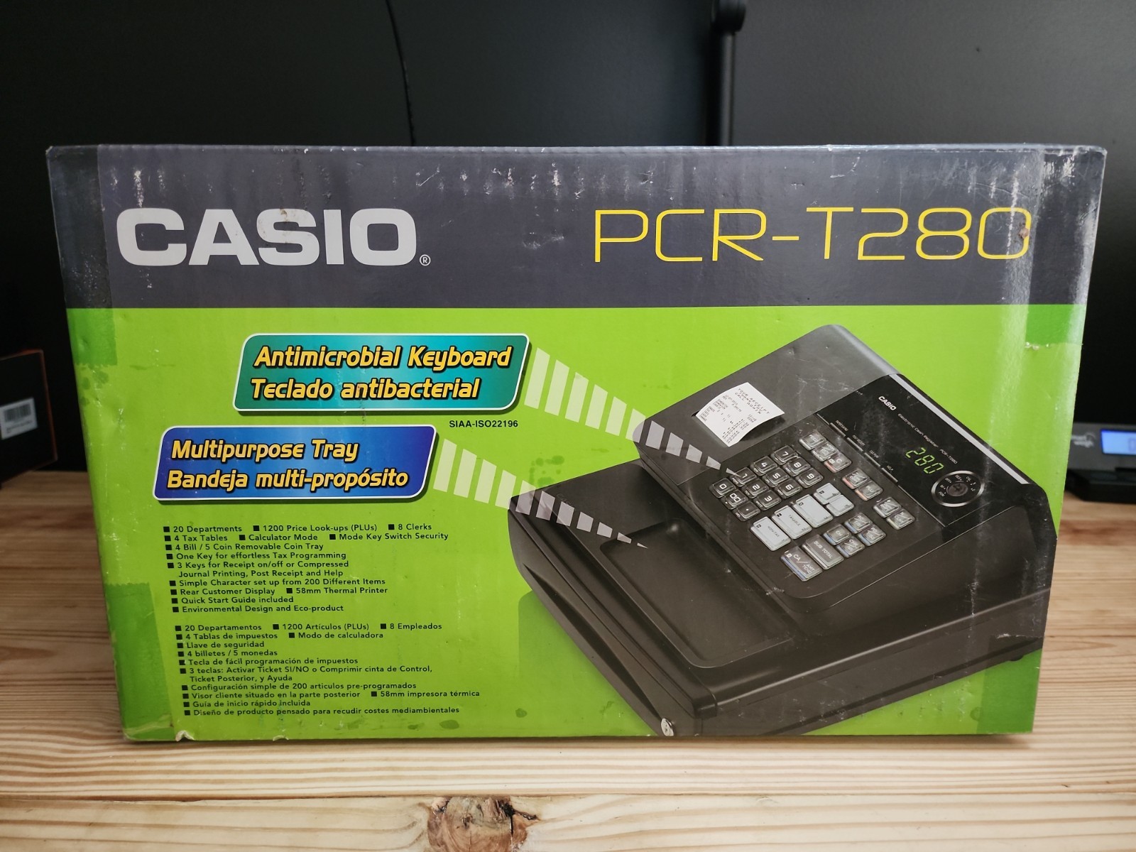 Casio PCR-T280 Electronic Cash Register Antimicrobial Keyboard Black New in Box