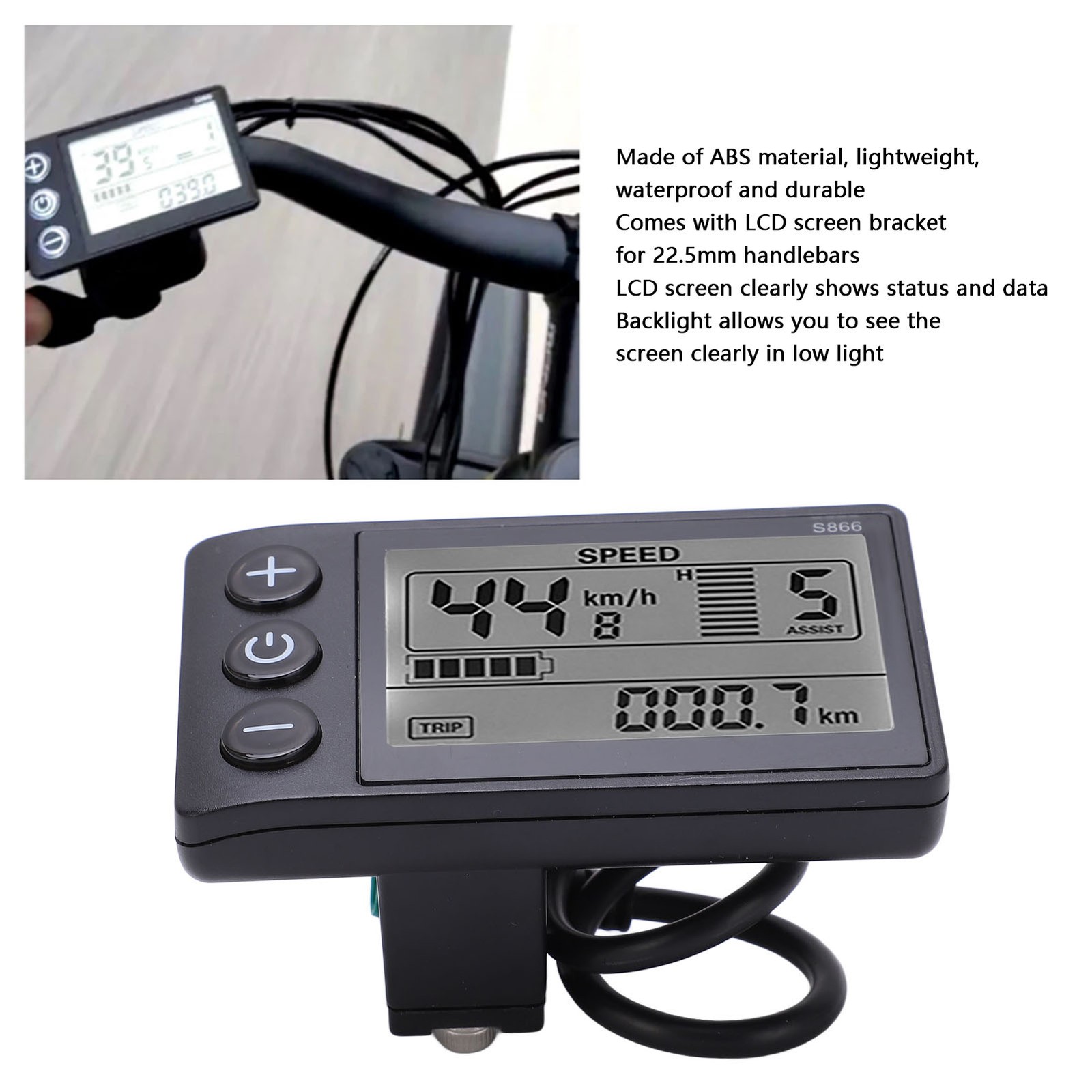 Electric Cycle S866 LCD Display Meter 24V 36V 48V Control Panel With Water XSKK