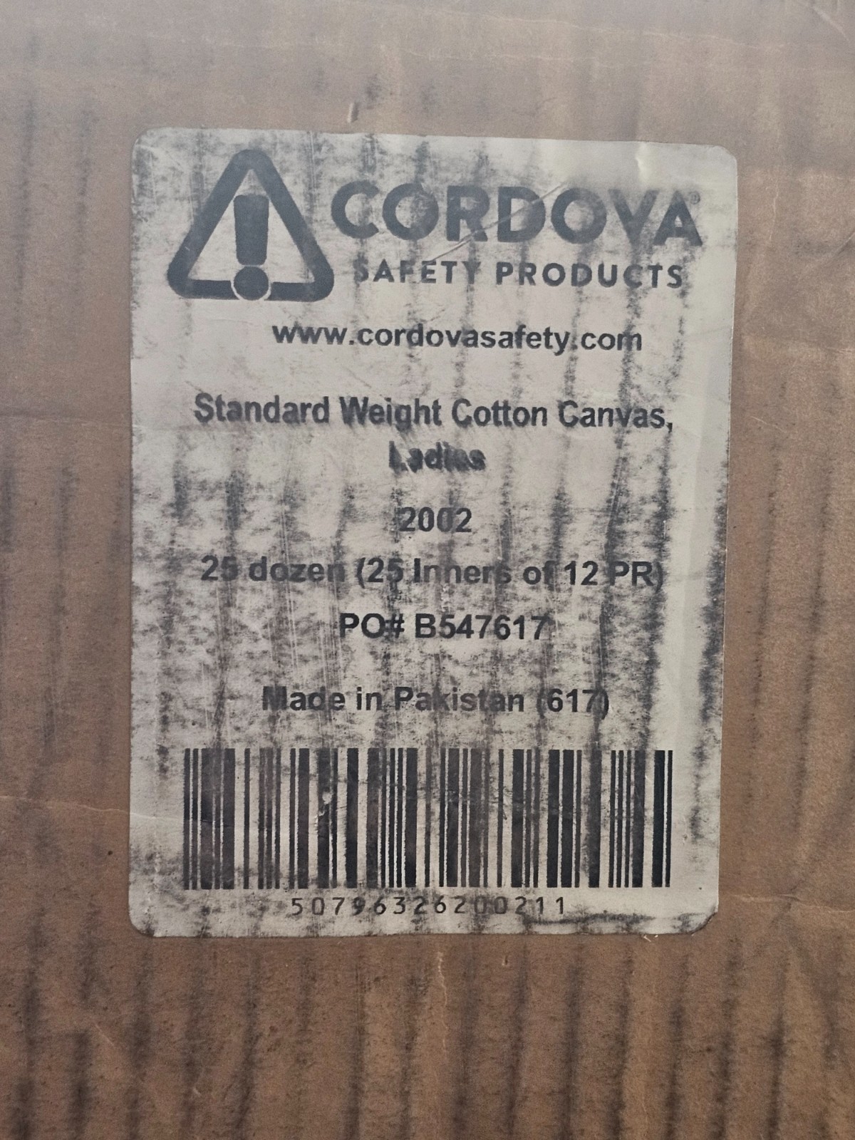 (QTY 150 PAIRS) Cordova Safety Products 2002 Canvas, Knit Wrist, 8 oz, Ladies