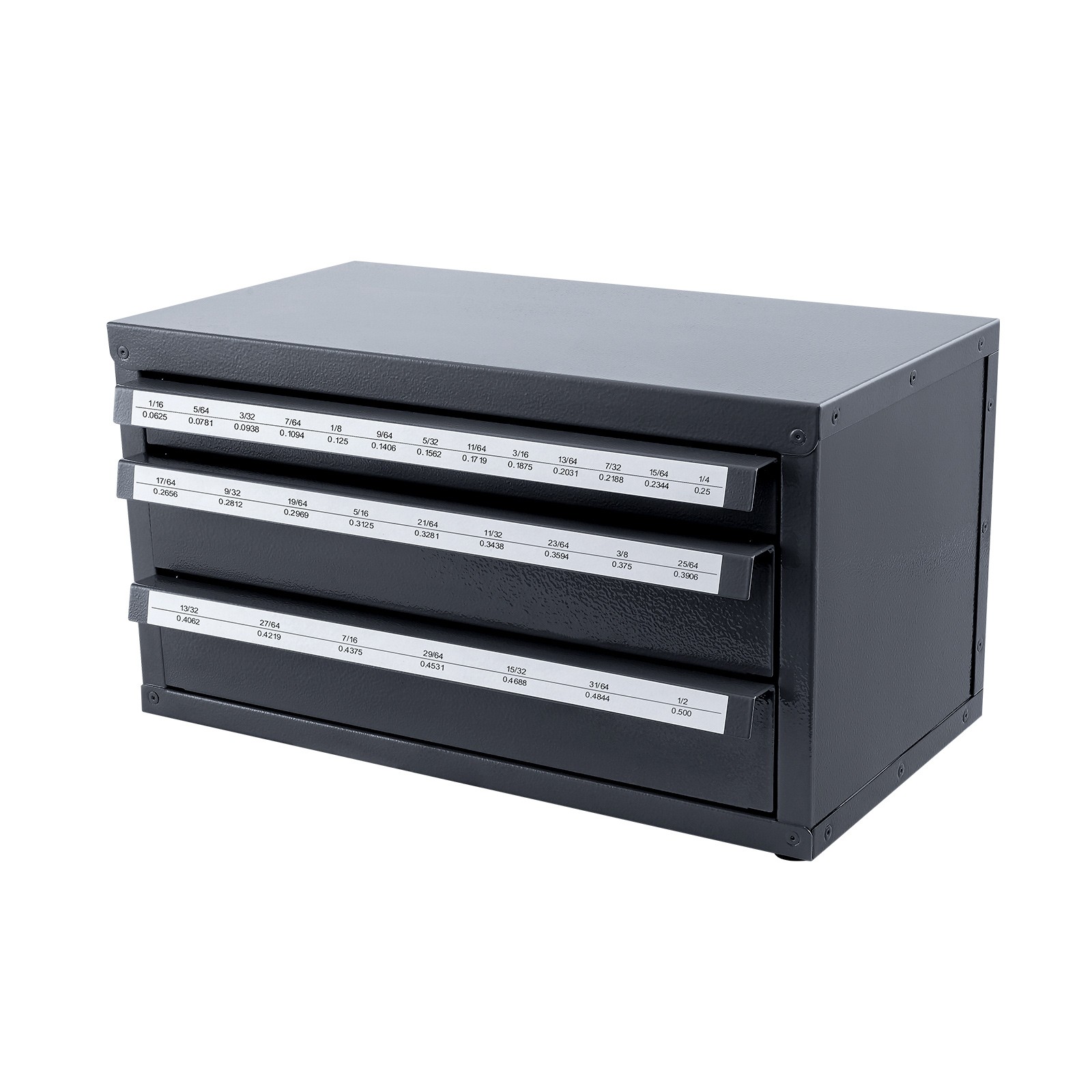 VEVOR Drill Bit Dispenser Organizer Cabinet Three-Drawer for 1/16in to 1/2in