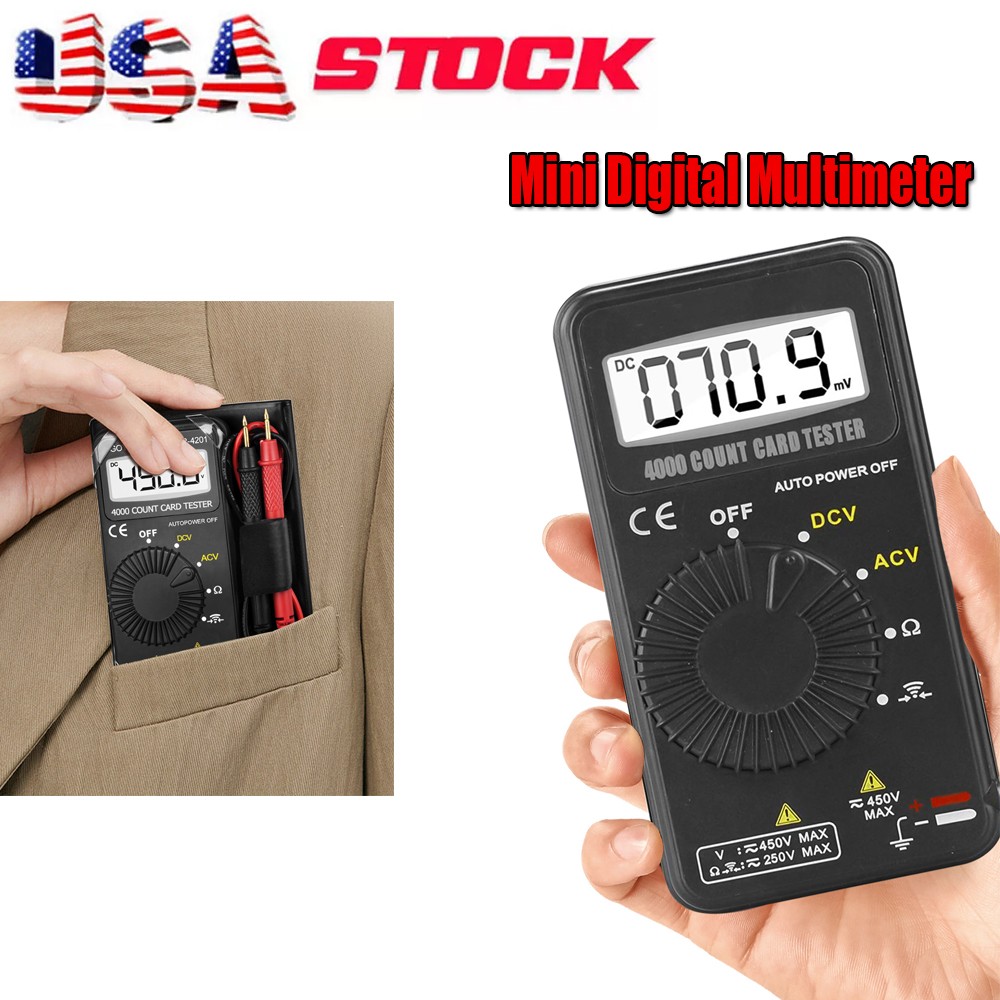 LCD Digital MULTIMETER AC DC Volt Voltmeter Ohmmeter Mini Tester Leads Meter