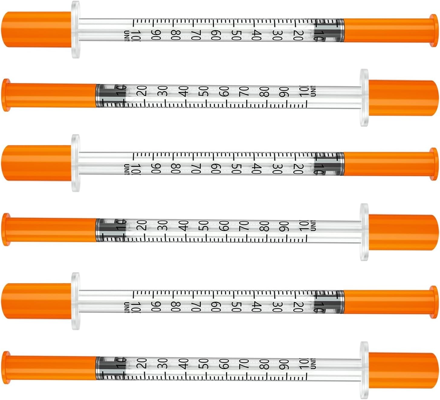 High Precision U-100 Syringes 31G 1/2 Inch, 100 Pack – Smooth Plunger Operation