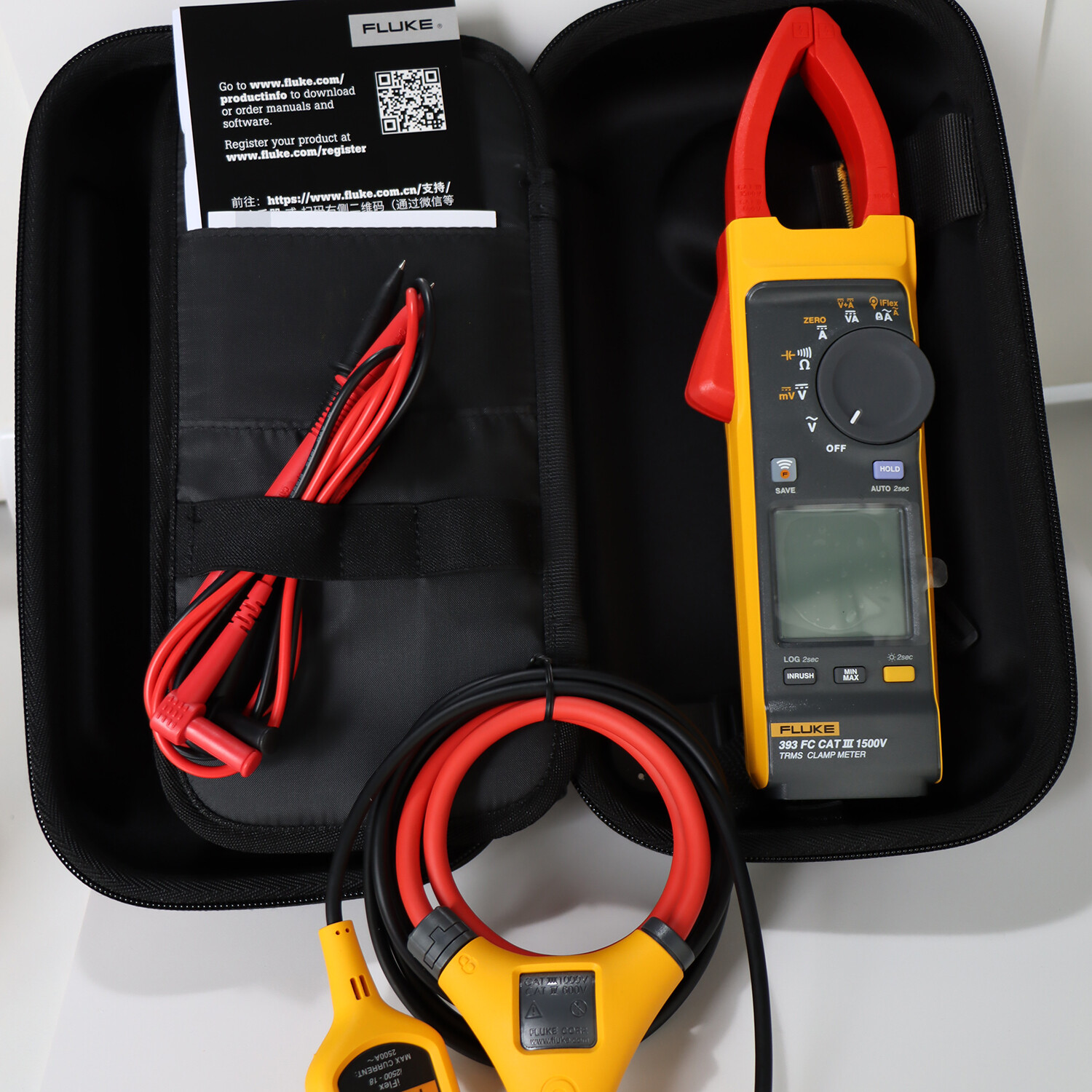 Fluke 393 FC CAT III 1500V TRMS Wireless Clamp Meter with iFlex, IP54-Rated