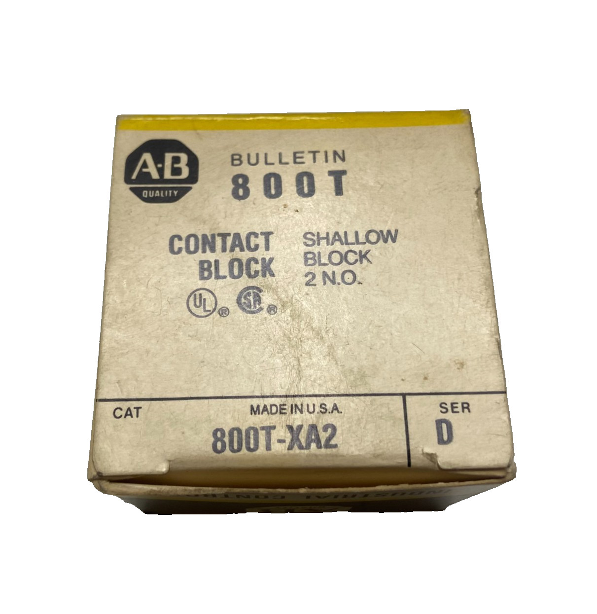 ALLEN BRADLEY 800T-XA2 CONTACT BLOCK SHALLOW BLOCK 2NO SERIES D