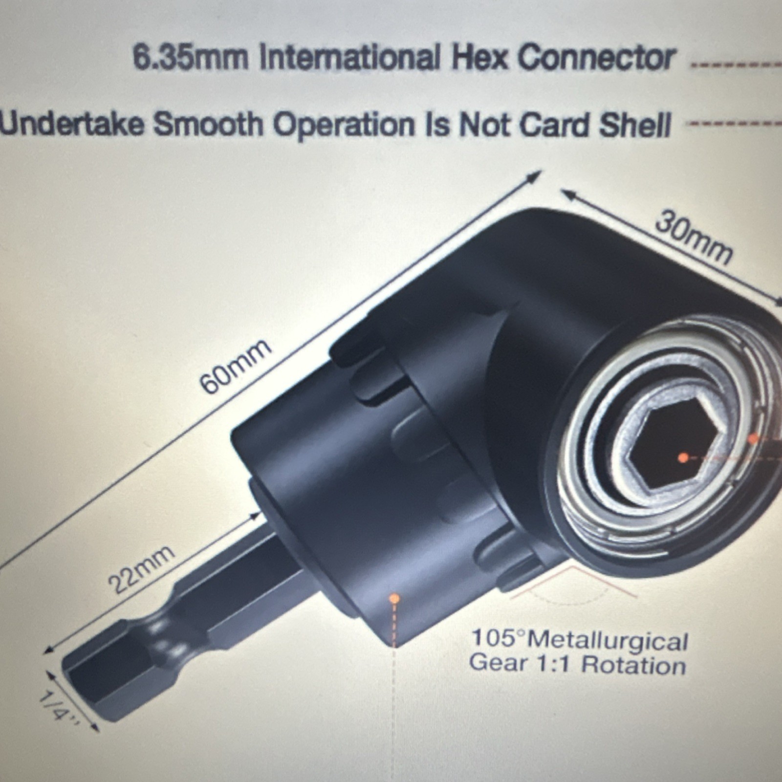Hex Shank Drill Bit Adapter Set, 105° Right Angle, 1/4 3/8 1/2 Socket, Rotatable