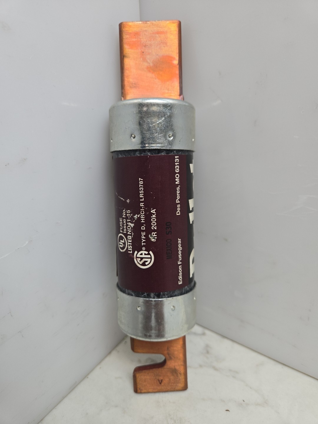 Edison Bullet ECNR200 Time-Delay Dual Element Industrial Fuse 200A 250V RK5 New