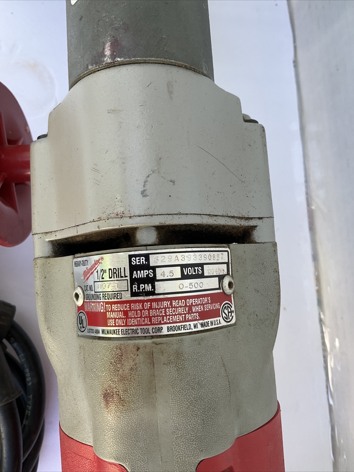 Milwaukee 1107-1 1/2 inch Right Angle Drill With Metal Case